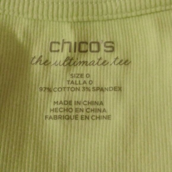 Chicos Size 0 S 4 Tank Top Womens Lime Green Ribbed Sleeveless Stretch Knit Tee - Picture 7 of 8